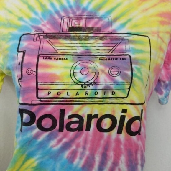 Polaroid Tie Dye Twirl Polaroid Camera Graphic Print Crop Top S - Picture 2 of 5